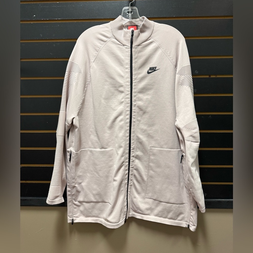 Nike Pale Pink Full Zip Athletic Jacket Ribbed Collar Size XXL